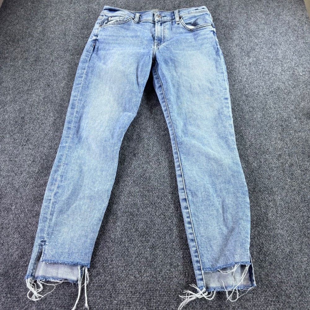 7 For All Mankind The Ankle Skinny Womens 29 Light Wash Raw Step Hem Jeans